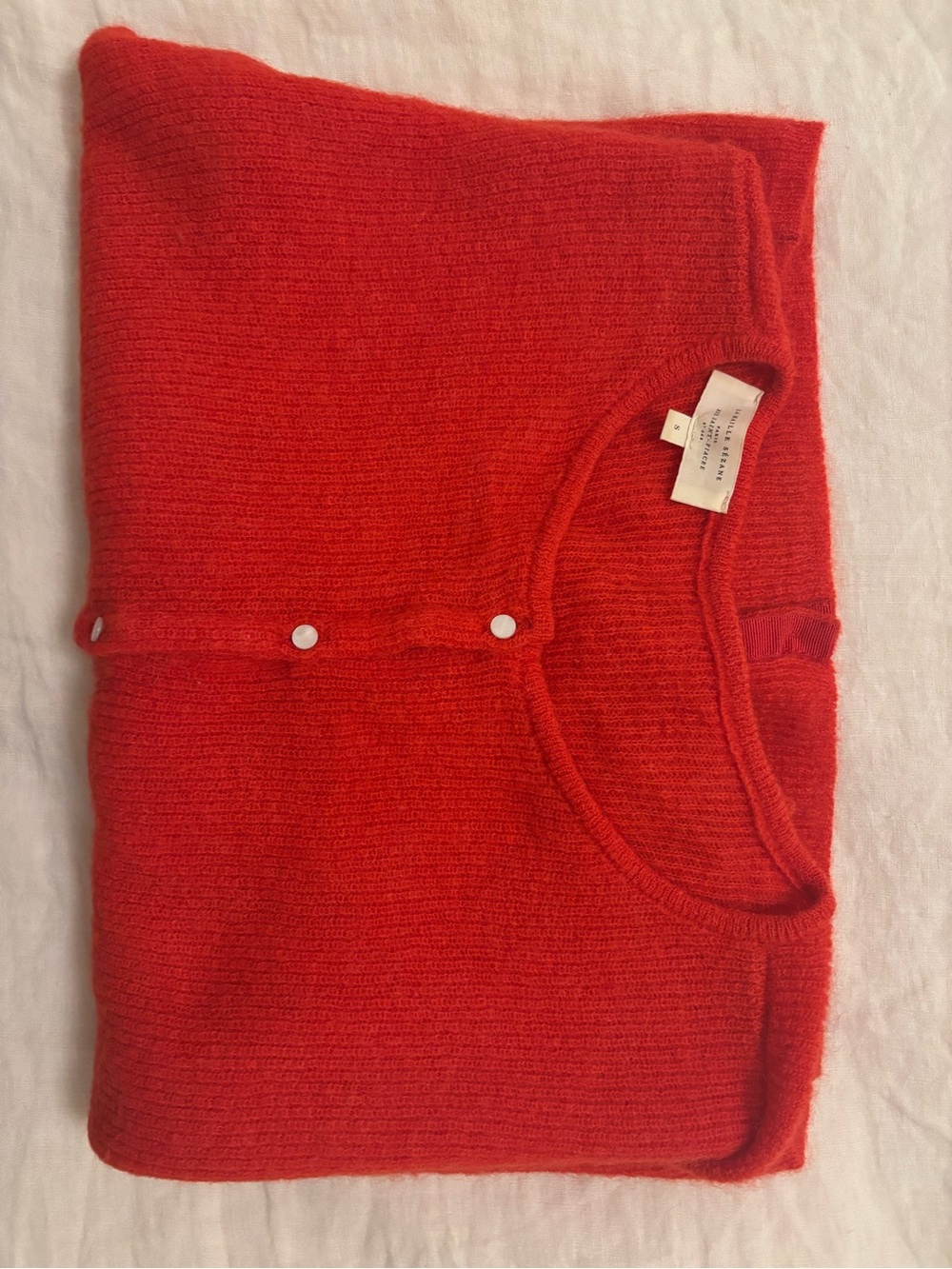 Sezane Vibrant Red Button-Front Women's Cardigan